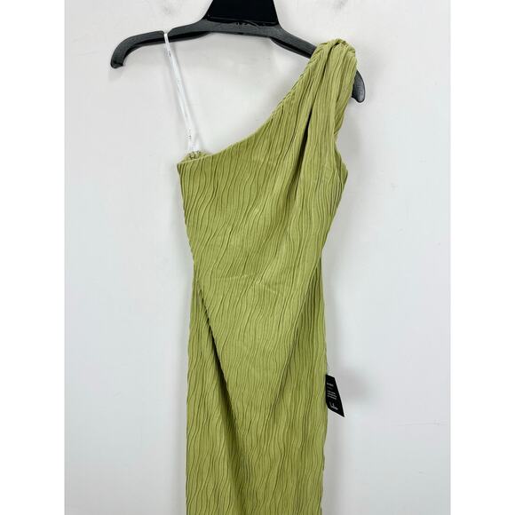 Lulus Aristea Light Green Textured One Shoulder Midi Dress Cocktail Small NWT - Picture 7 of 13